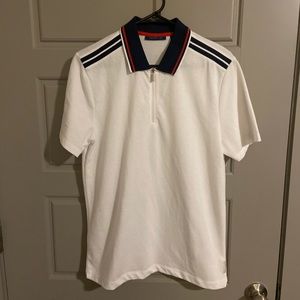 Men’s Perry Ellis Zip-Up White Polo
